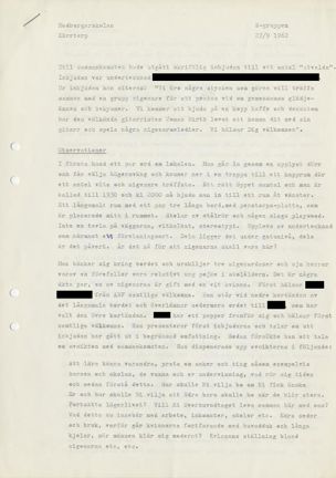 Anteckningar från möte mellan svenskar och romer i Kärrtorp 1962.