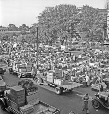 Grönsaksförsäljning på Klaratorget  år 1951