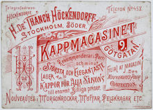 Reklamtryck. M. de Thanch Höckendorff Kappmagasinet