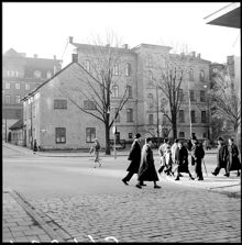 Adolf Fredriks folkskola. Hörnet av Sveavägen och Kammakargatan