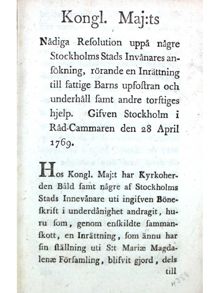 Resolution om Murbeckska inrättningen 1768