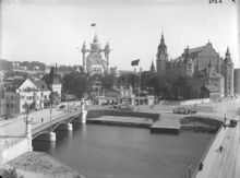 Stockholmsutställningen 1897, vy från Strandvägen.