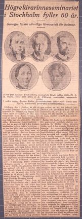 Tidningsartikel om Högre lärarinneseminariet som firar 60 år