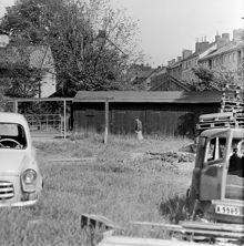 Skånegatan 14. Uthus. Nödbostäder uppförda 1917 inför rivning. Nuvarande Rosenlundsparken
