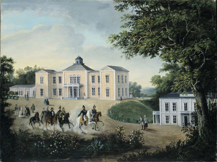 Rosendals slott. I förgrunden Karl XIV Johan med uppvaktning