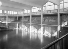 Utställning i Långbrodals folkskola. Överblick över utställningen Brännkyrka i forntid och nutid