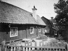 Tegelviksgatan 3, gårdssidan. Motsvarande plats idag är norra delen av kv. Persikan, d.v.s. norr om Spårvägsmuseet