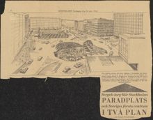 Illustration över planerna för Sergels torg