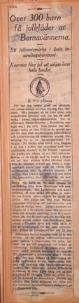 Tidningsartikel om Sällskapet Barnavännerna 1928