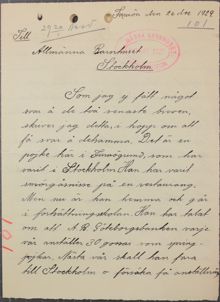 Fosterbarnet Arvid ber om hjälp att ta sig till Stockholm - 1929