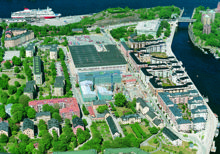 Flygfoto över Danvikstull med Söderhallen