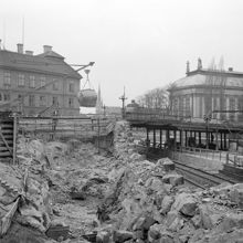 Nya järnvägslinjens framdragning över Riddarholmen