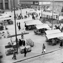 Hötorget mot Konserthuset. Blomsterstånd