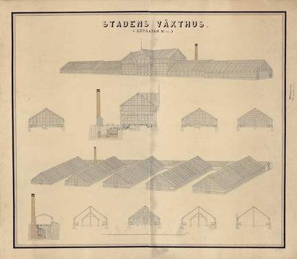 Stadens växthus. Plan av växthusen i gamla kvarteret Garnet