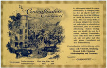 Reklamtryck. Centralbadets Trädgård