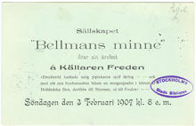 Sällskapet Bellmans minne. Årsfest 1907