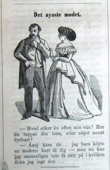 Det nyaste modet. Bildskämt i Söndags-Nisse – Illustreradt Veckoblad för Skämt, Humor och Satir, nr 5, den 3 februari 1867