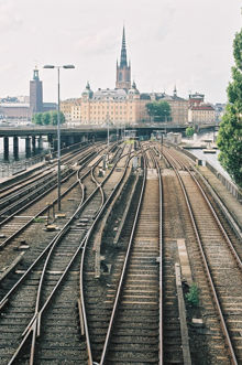 Tunnelbanespår mellan Slussen och Gamla stan
