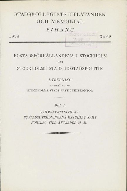 Fastighetskontorets bostadsutredning 1932-1934