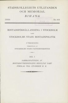 Fastighetskontorets bostadsutredning 1932-1934