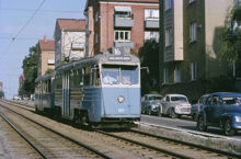 Spårvagnståg på Hägerstensvägen 1962