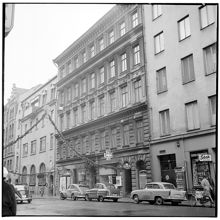 Juldekorationer vid Nybrogatan 32