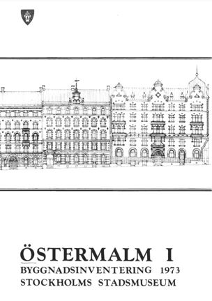 Svartvit framsida som visar en ritning av fasader på Östermalm