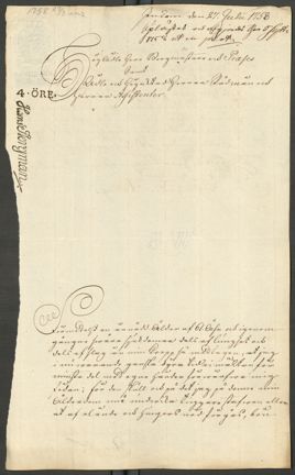 Bengt Ternbergs supplik till Handelskollegiet. Framsidan.