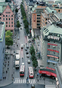 Flygfoto över Kungsgatan vid Hötorget