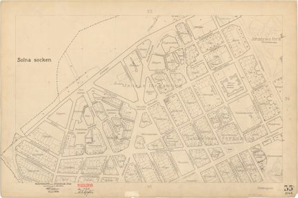 Kartan är ritad i tusch på papper som gulnat med tiden