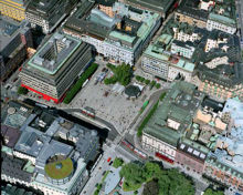 Flygfoto över Norrmalmstorg