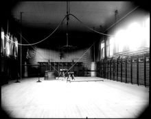Interiör från gymnastiksalen i Högre latinläroverket, nuv. Norra Latin, Drottninggatan 71 B