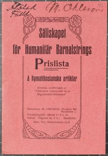 Prislista å Nymalthusianska artiklar [preventivmedel] 1914 - publicisten åtalad  