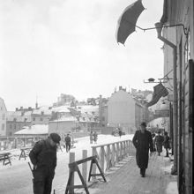 Sankt Paulsgatan österut mot Götgatan. Rivning av kv. Saturnus för Södergatans framdragande