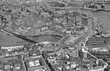 Flygfoto över Slussen 1936