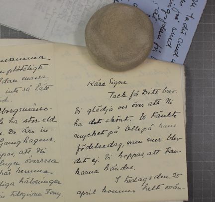 Handskrivet brev om verksamheten på Stigbo barnhem sida 1