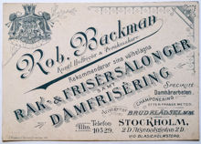 Reklamtryck. Rob. Backman Rak- & Frisérsalonger