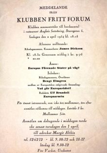 Klubben Fritt Forum - april 1954