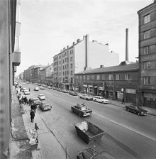 Folkungagatan 56 - 66. Folkungagatan sedd österut. Kv. Vägaren t.h