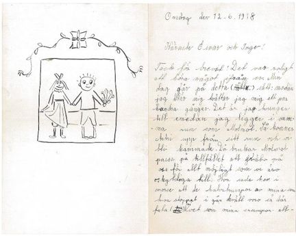 Ragna, 10 år, skriver till mor och far om sommarvistelsen hos mormor