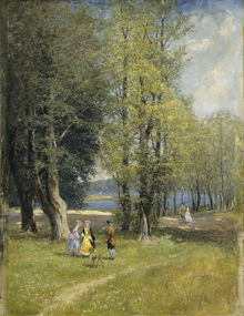 Promenerande människor i Hagaparken