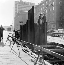 Sveavägen söderut mot Kungsgatan. Gatuarbete