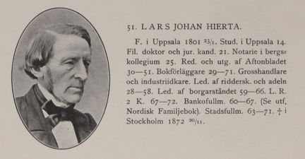 Lars Johan Hierta. Ledamot av stadsfullmäktige 1863-1871