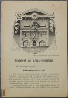 Sändebref om Arbetareinstitutet. Till Stockholms arbetare!