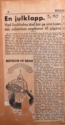Tidningsnotis om arbetslösa ungdomar
