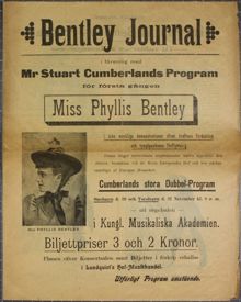 Miss Phyllis Bentley i sina märkliga demonstrationer öfver kraftens fördelning och tyngdpunktens förskjutning - programblad 1895