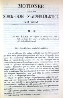 Motion om åtgärd för avskaffande, utom i fall av laga förhinder, av fullmakts användande vid stadsfullmäktigeval – Stadsfullmäktige 1912