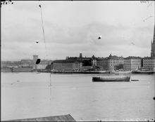 Riddarfjärden och Riddarholmen från Mariahissen. Till vänster skymtar telefontornet på Norrmalm