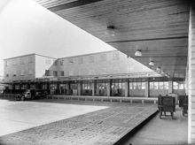 Stockholms Bangårdspostkontor, gårdsfasaden. Verksamt 1943-1983 varefter huset revs