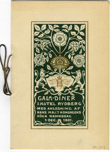 Gala-diner å Hôtel Rydberg  med anledning af hans maj:t konungens höga namnsdag 1 dec. 1901 